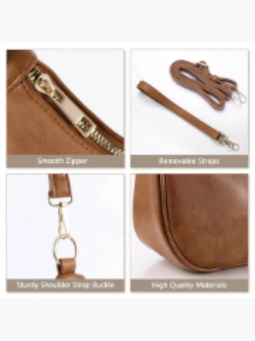 Slouchy Faux Leather Crossbody Hobo Bag with Zippered Back Pocket